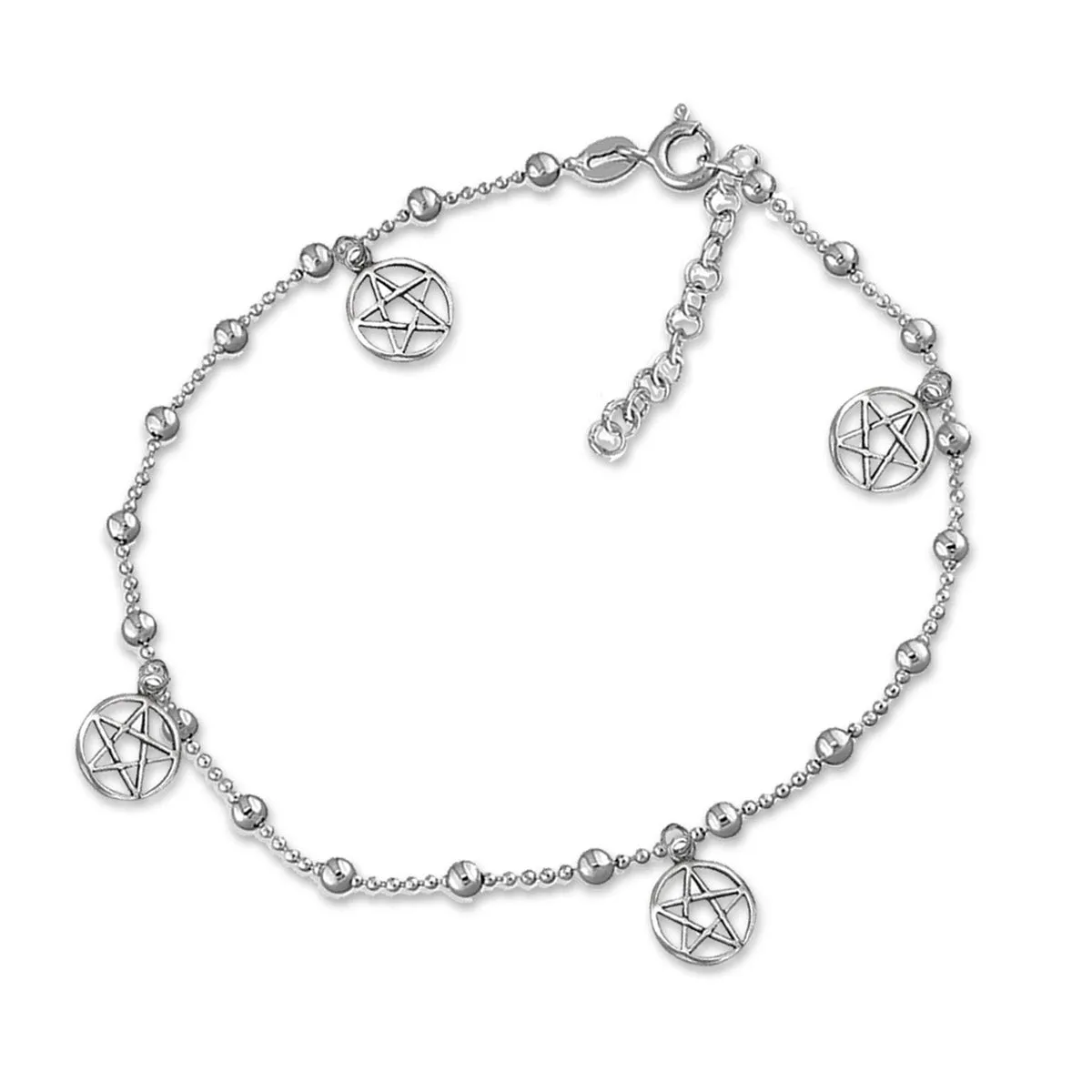 NEW: Pentagram Silver Anklet, Adjustable Anklet