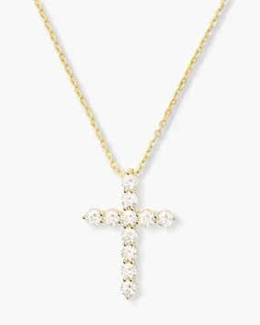 Oh She Fancy Small Cross Pendant Necklace - Gold/White