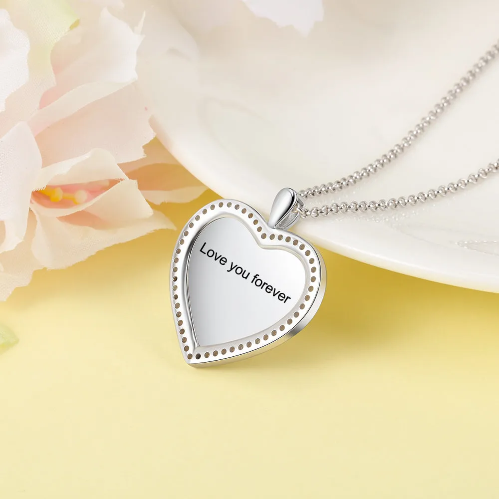 Personalize Rhinestone Heart Necklace With Picture Inside