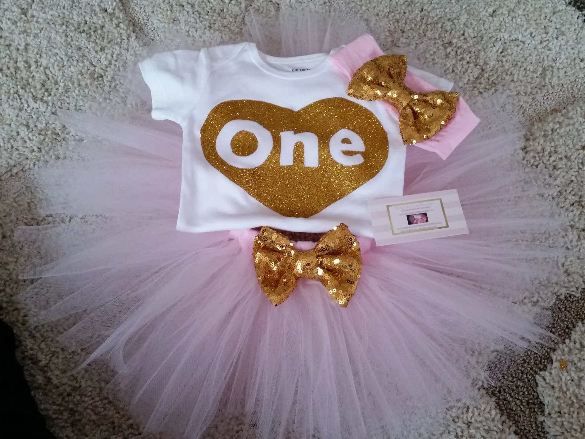 Pink and gold heart birthday outfit