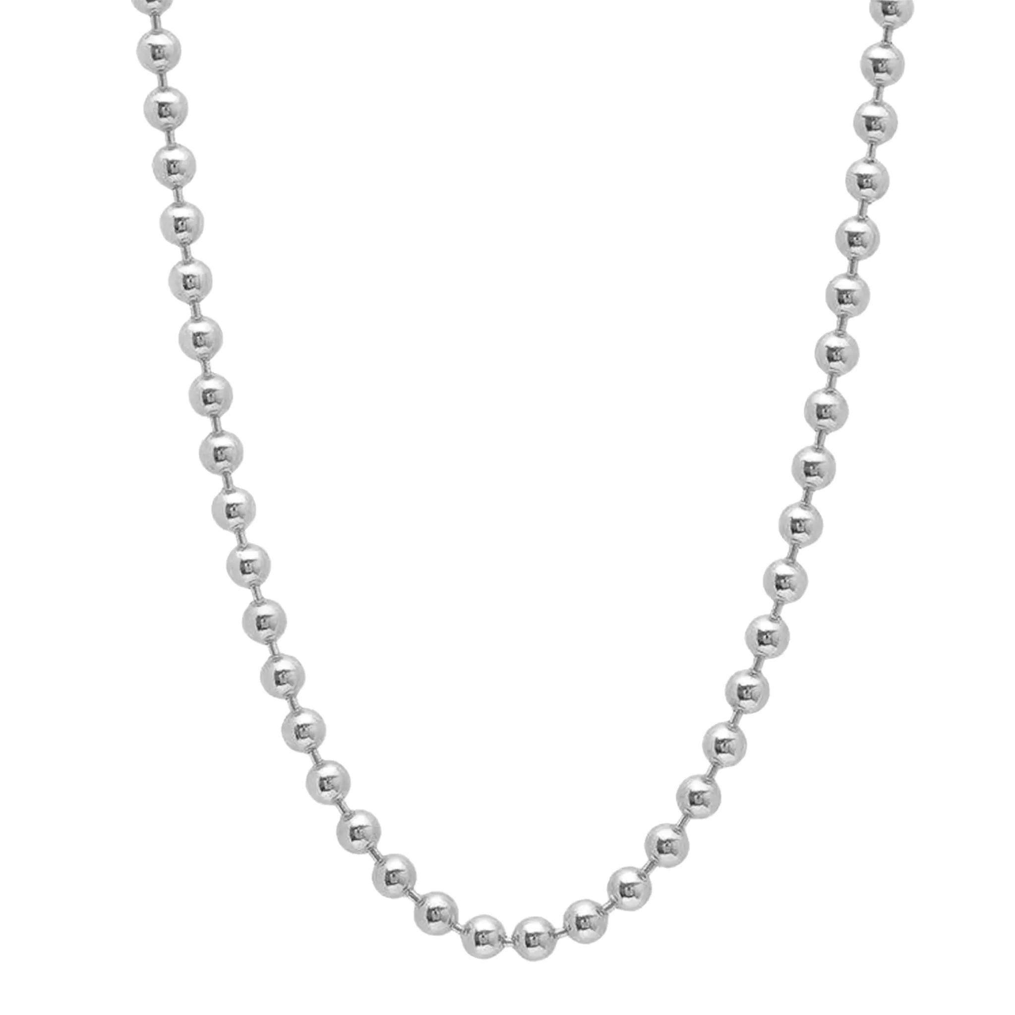 (Plain) Glossy Ball Chain Necklace (Silver)