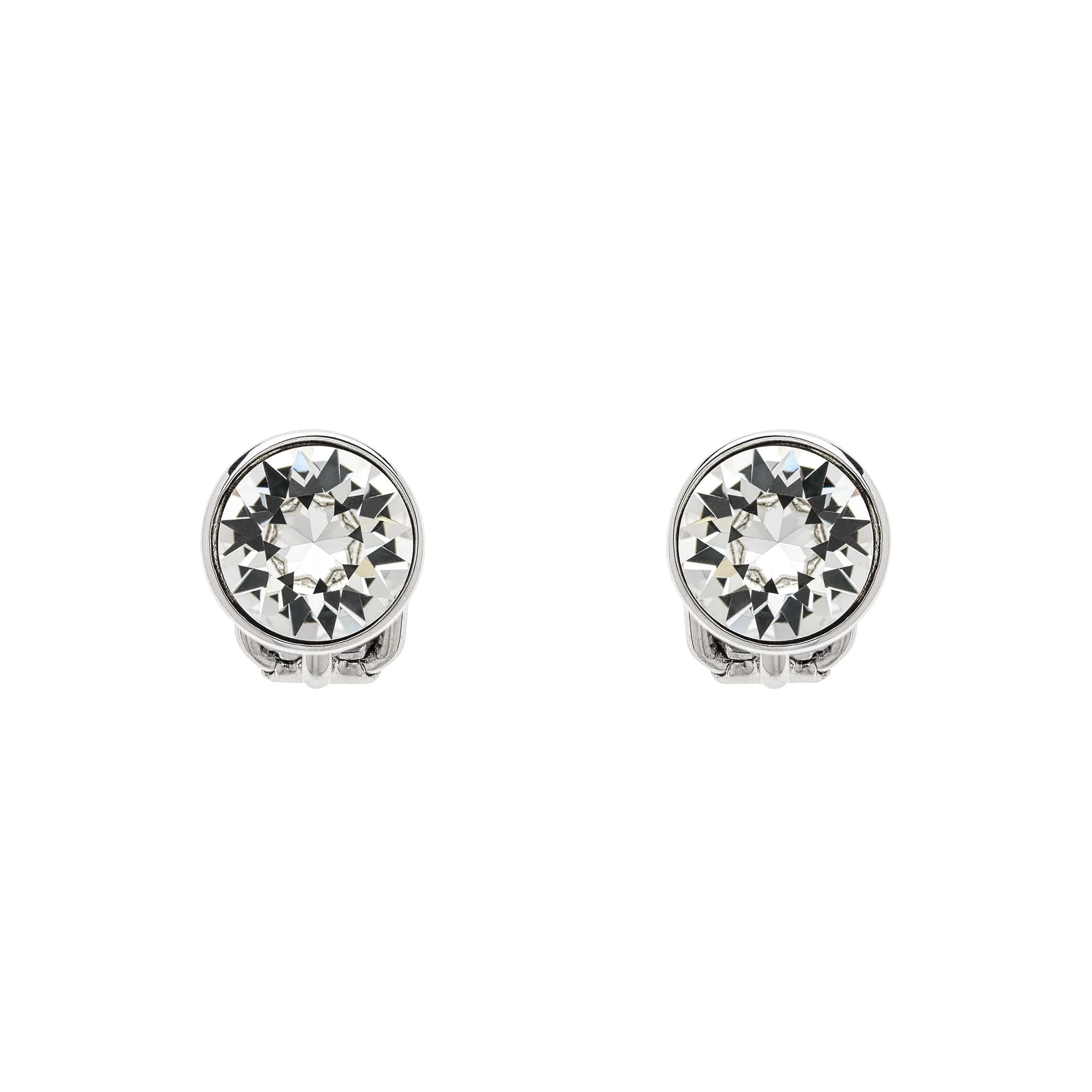 Platinum Crystal Stud Clip Earrings