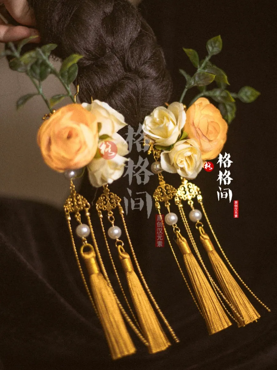 Qiu Yin 秋意 Autumn Mood Rose Fairy Hair Pin