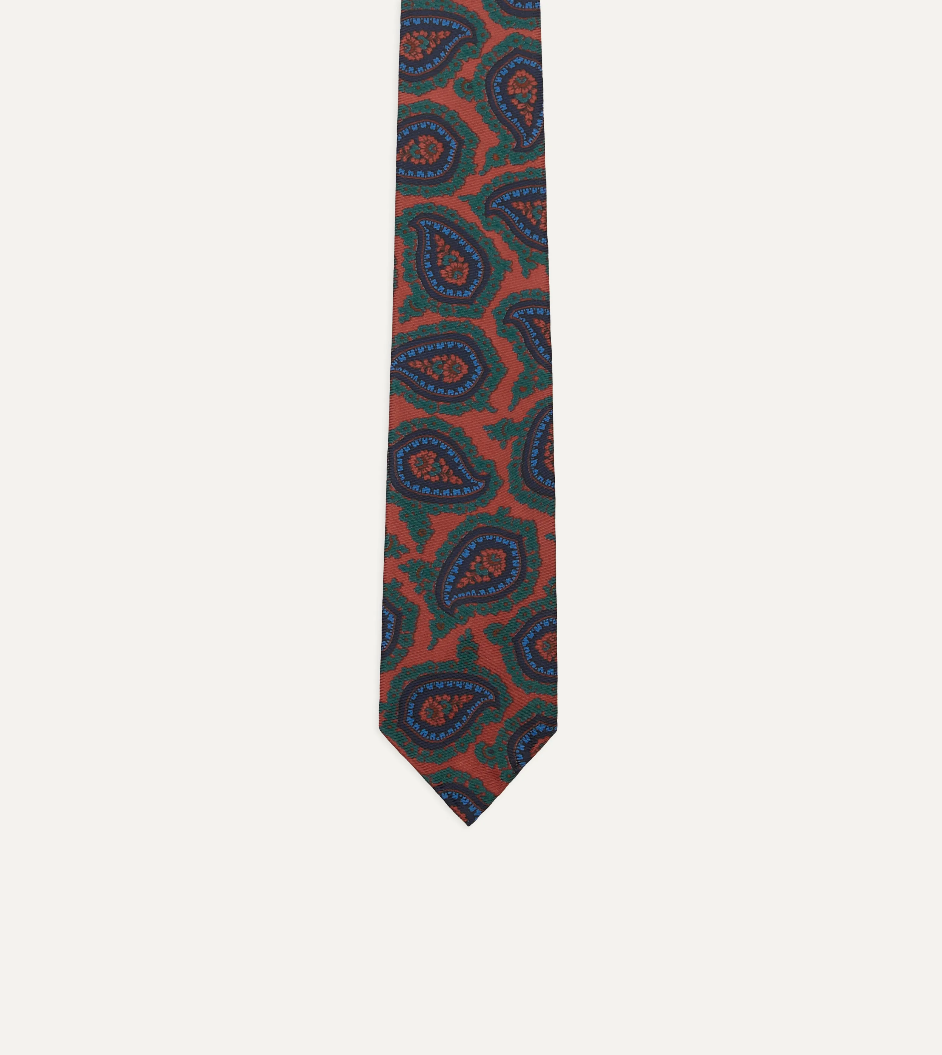 Red Big Paisley Print 40oz Madder Silk Tie