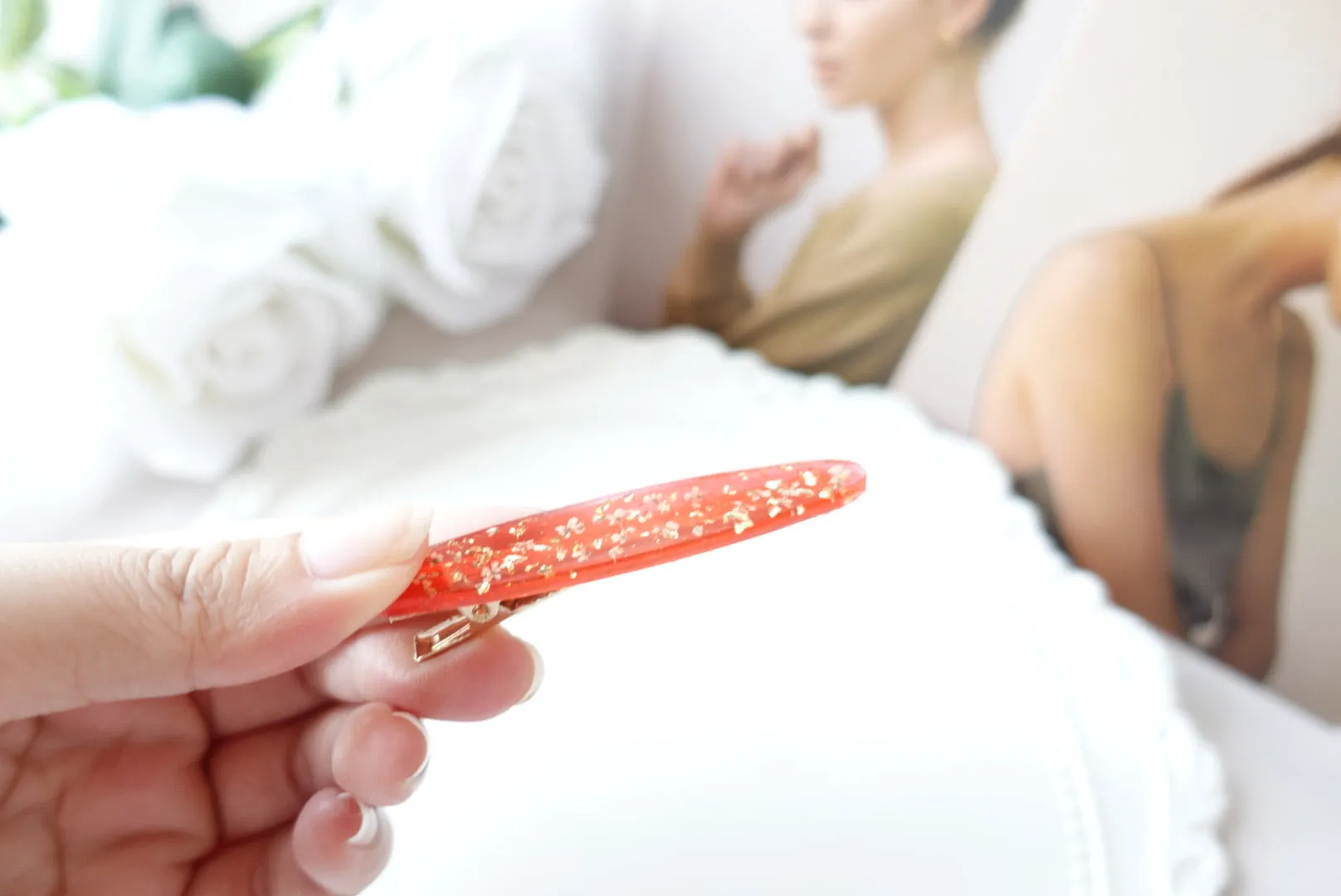 Red Pressed Flower Hair Clip