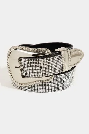 Rhinestone Faux Leather Belt