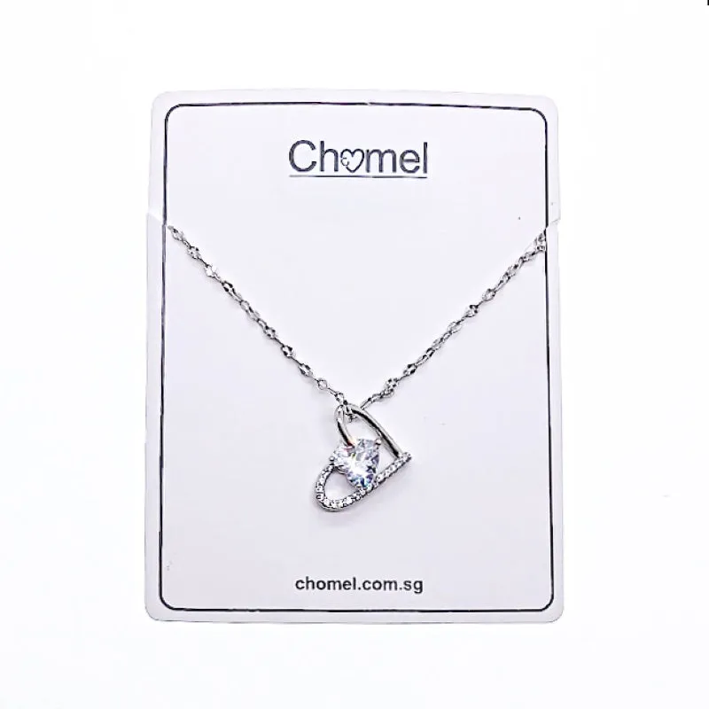 Rhodium Heart Cubic Zirconia Necklace