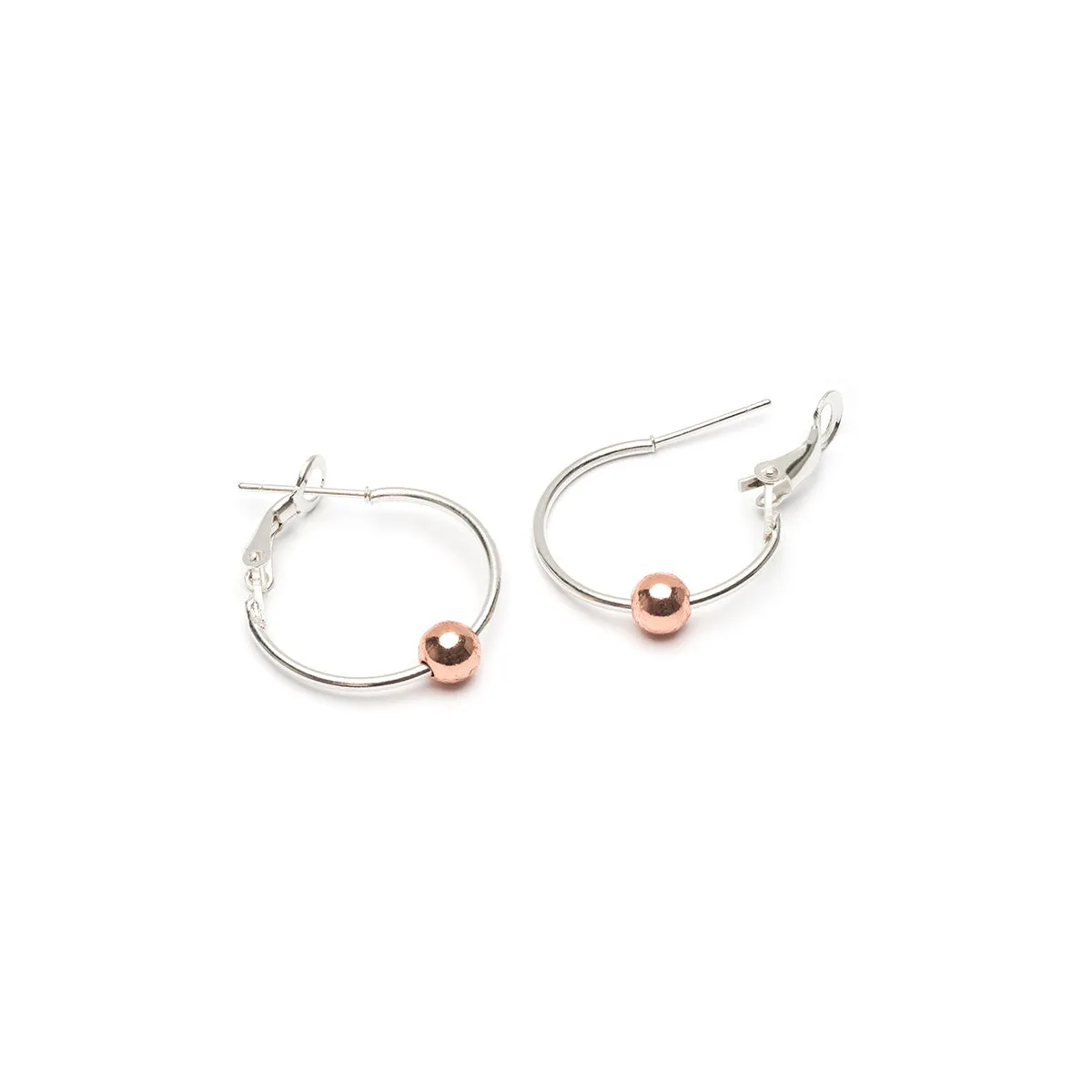 Rose Gold Bead Hoop Earrings