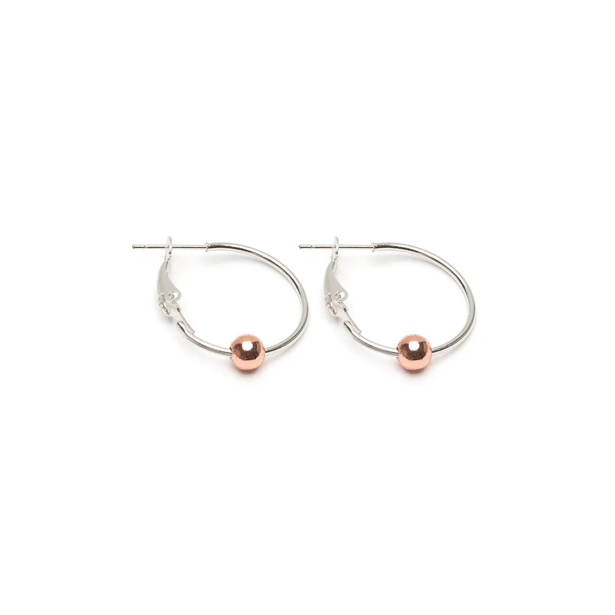 Rose Gold Bead Hoop Earrings