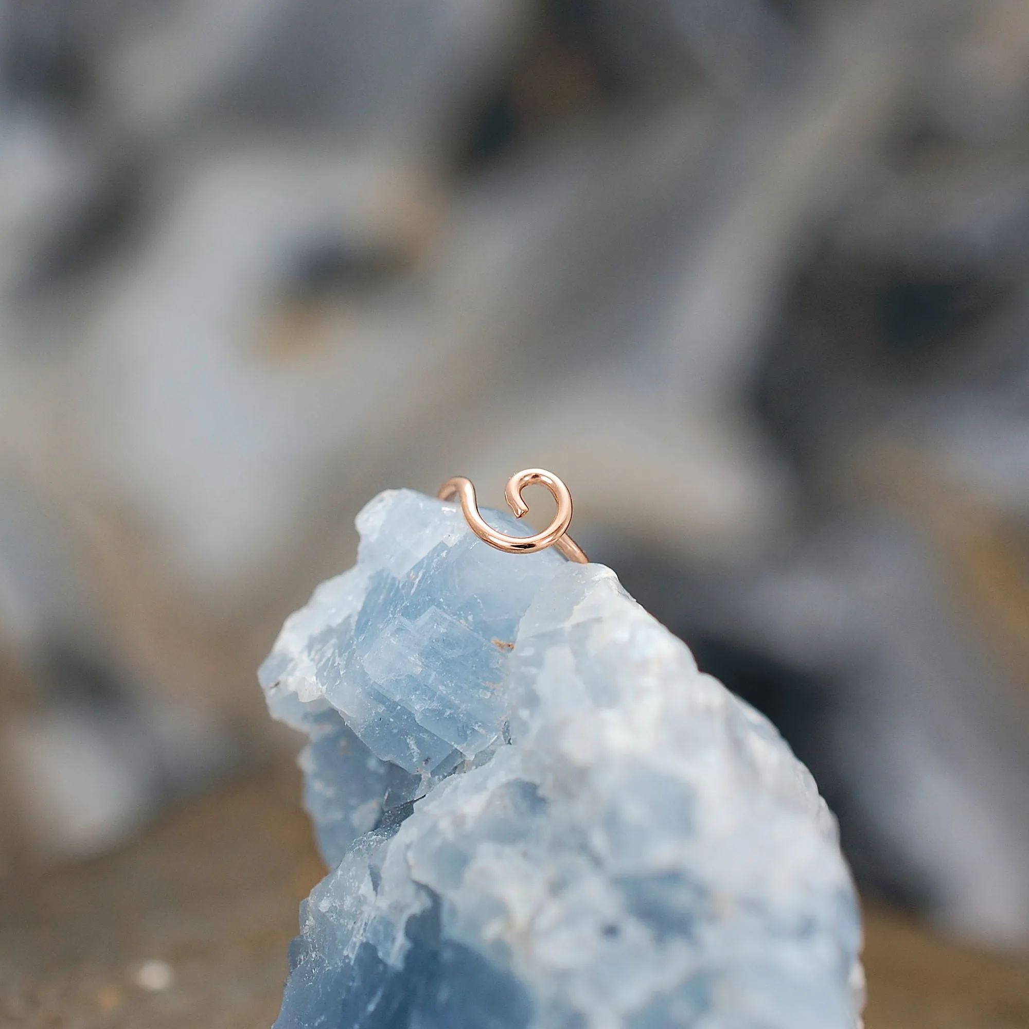 Rose Gold Nose Ring - Organic Open Spiral