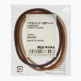 Rubber Hair Bands - 3 Colours (Brown)