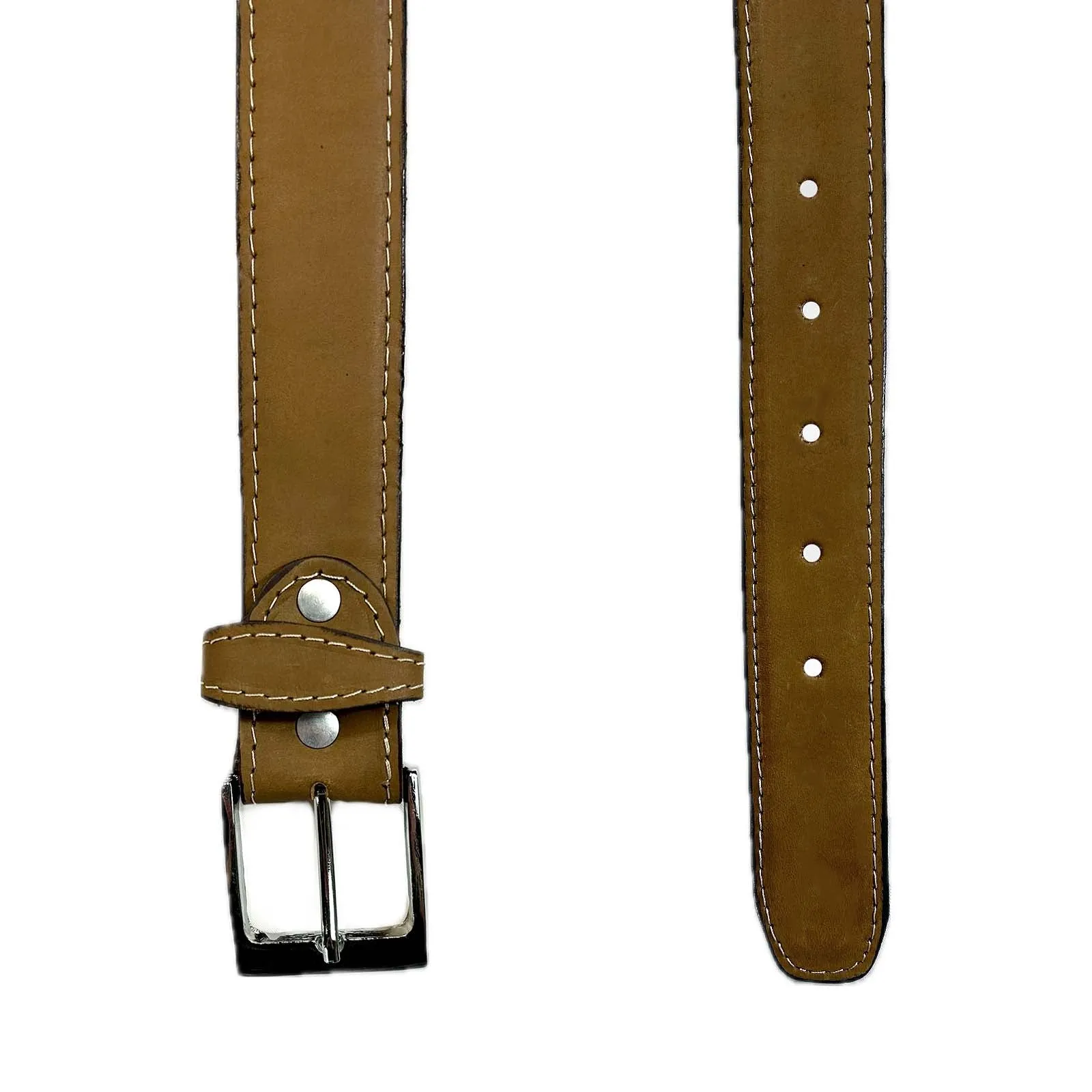 Sanded Nubuck Full Grain Genuine Leather Western Belt in Tan