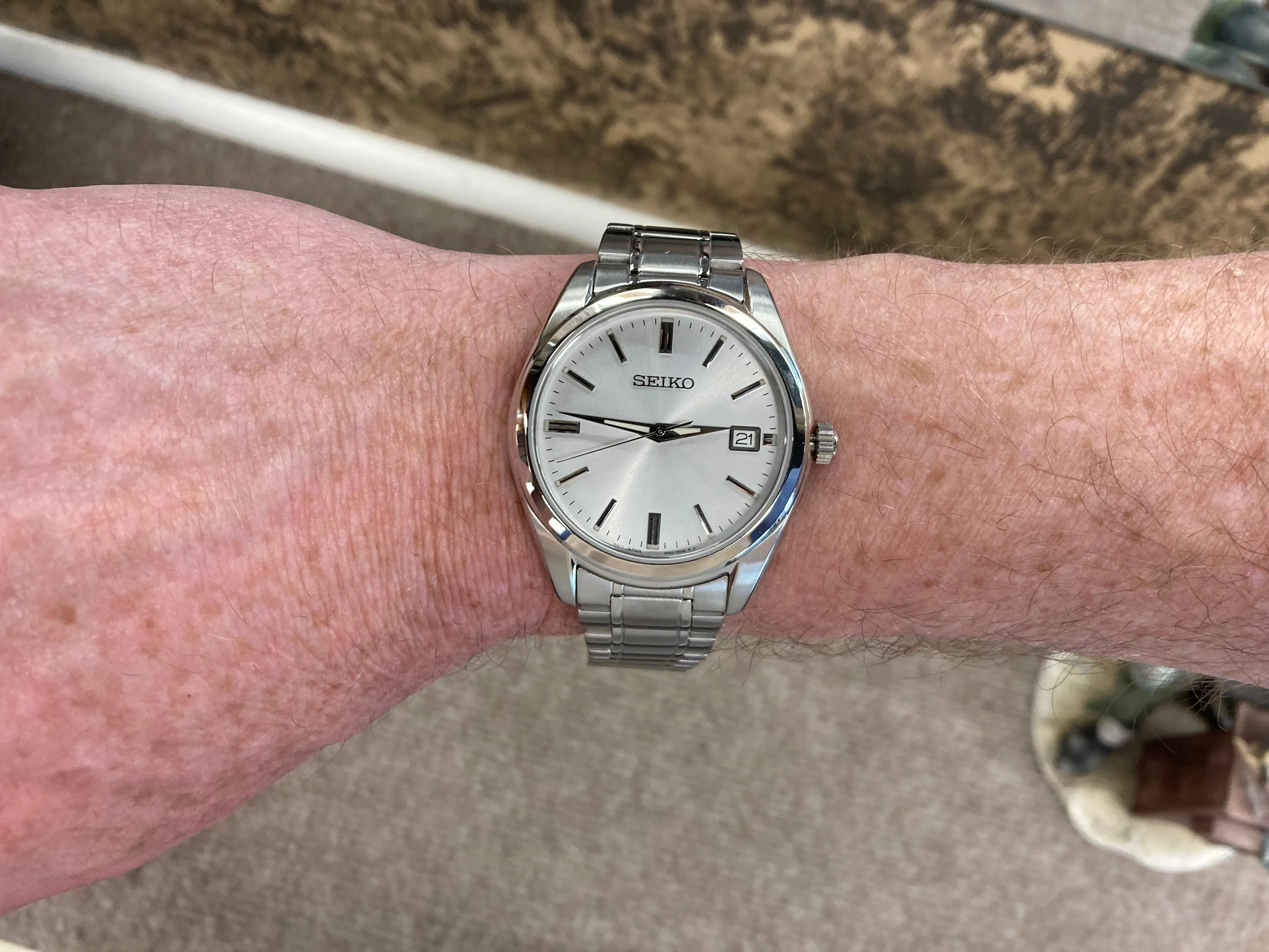 Seiko Silver Tone Stainless Steel Watch With Date