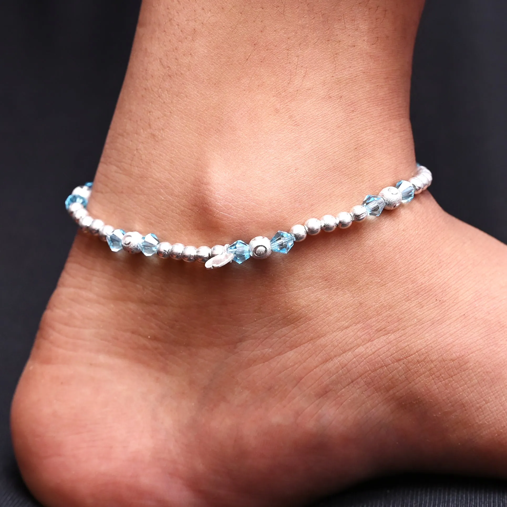 Silver Beads Anklet