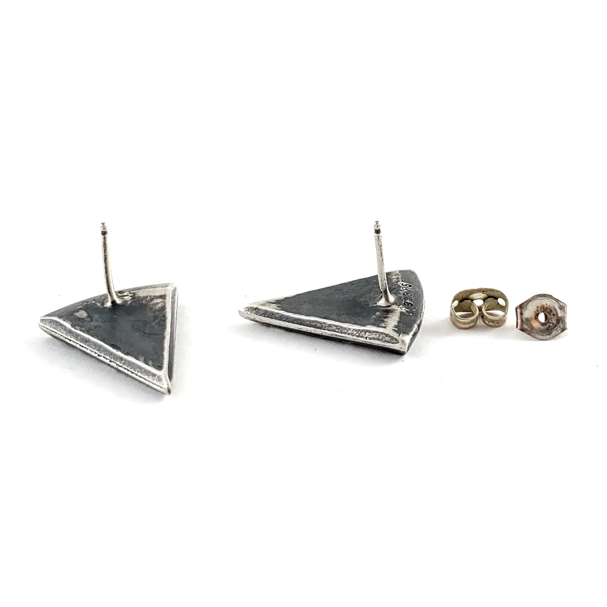 Silver Pizza Slice Coin Stud Earrings