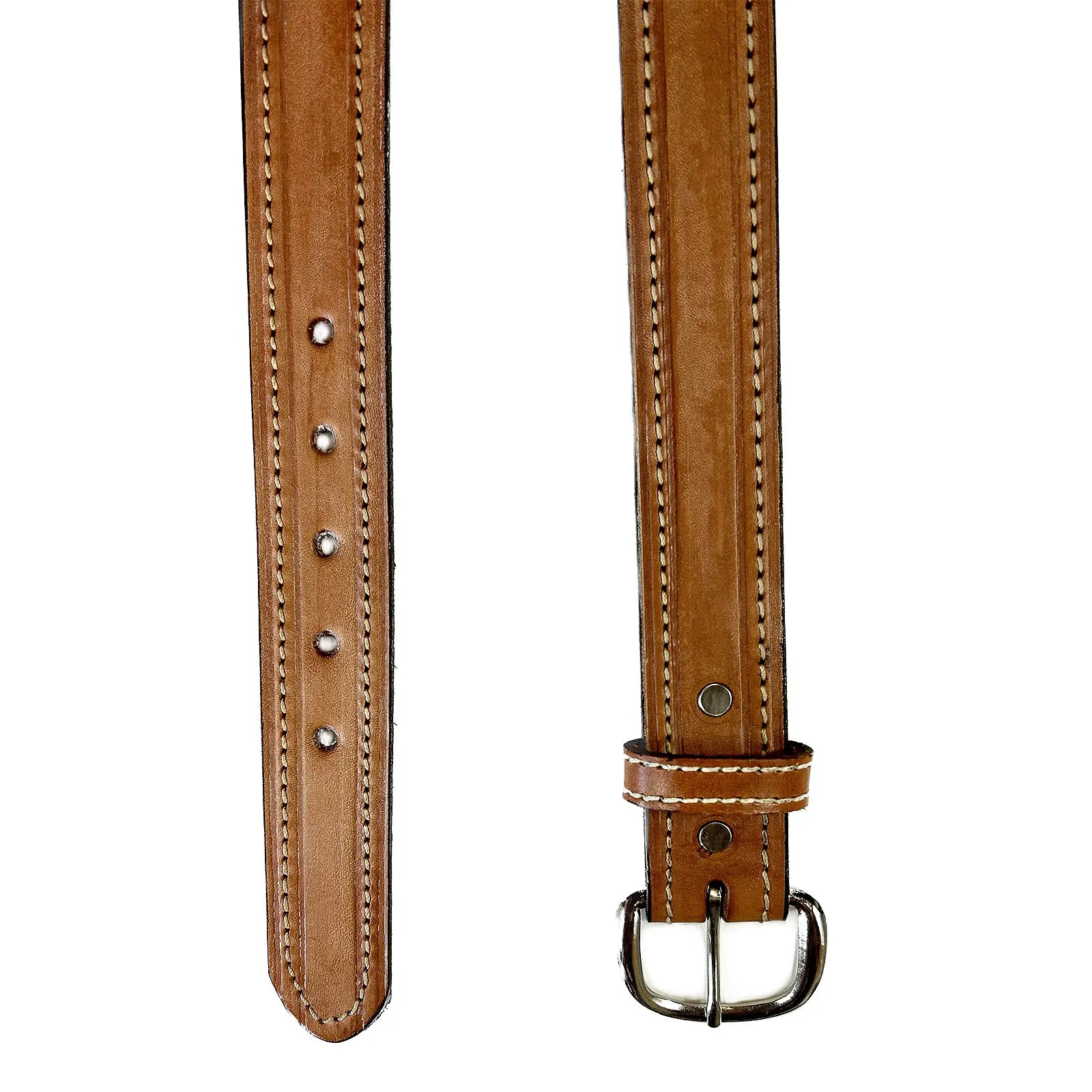 Single Stitch Saddle Genuine Brown Leather Western Belt