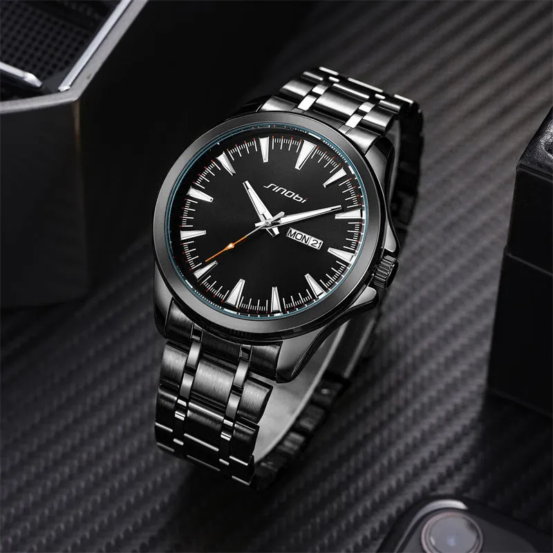 Sinobi Men Watch Day & Date Display - Black