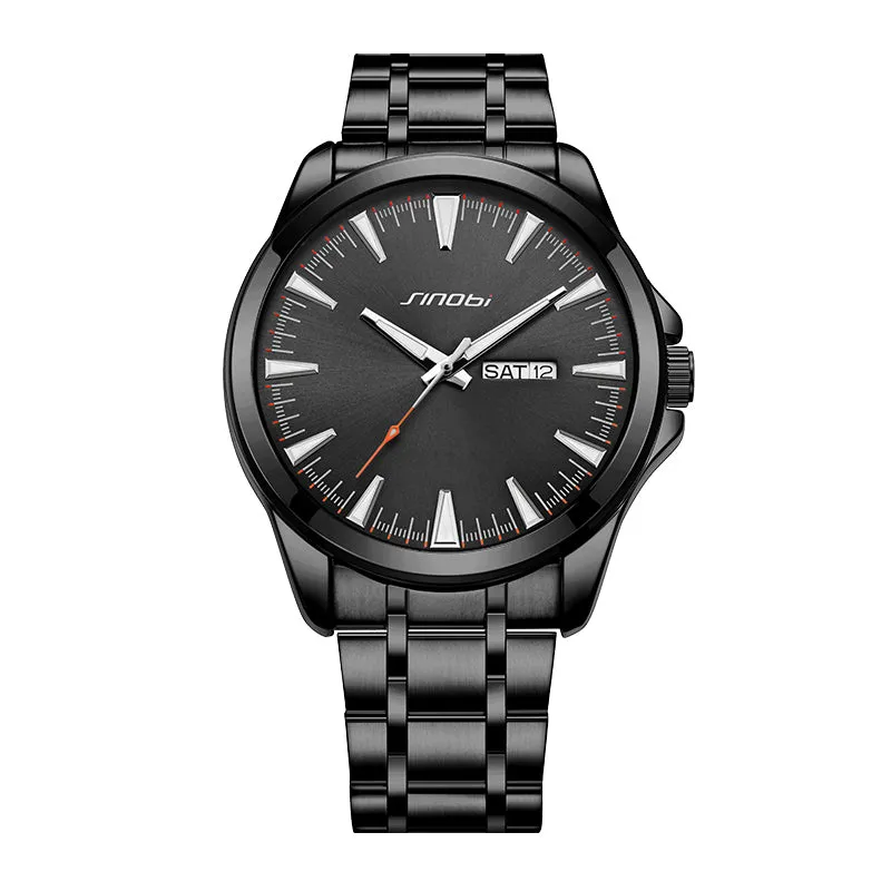 Sinobi Men Watch Day & Date Display - Black