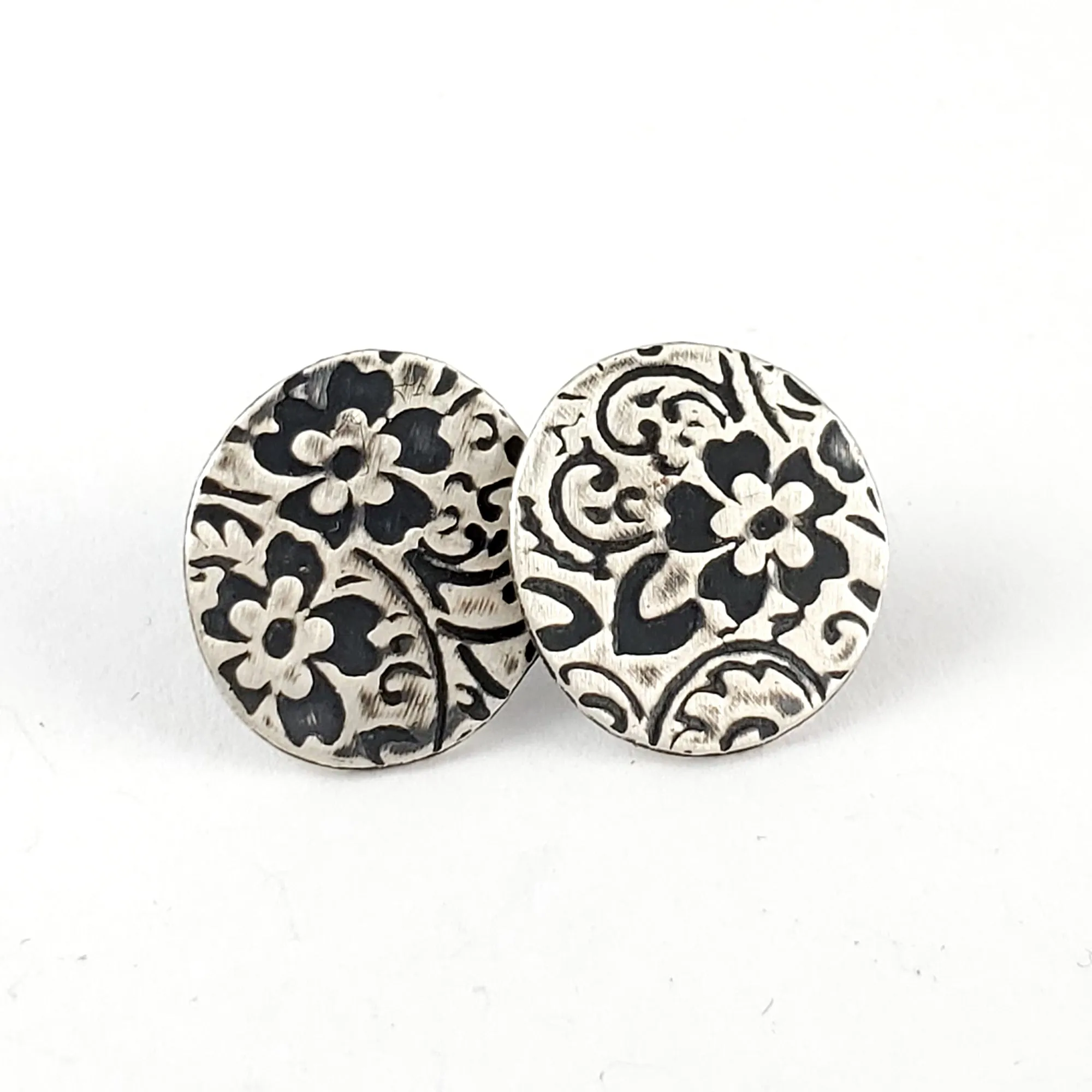 Sterling & Coin Silver Eco Chic Floral Stud Earrings