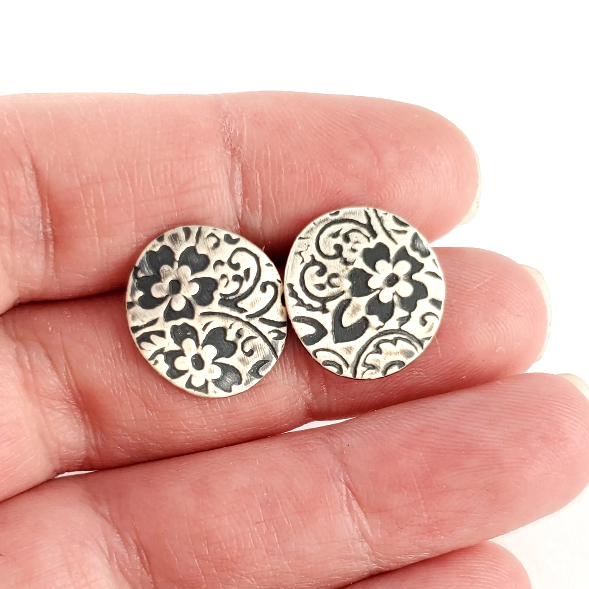 Sterling & Coin Silver Eco Chic Floral Stud Earrings