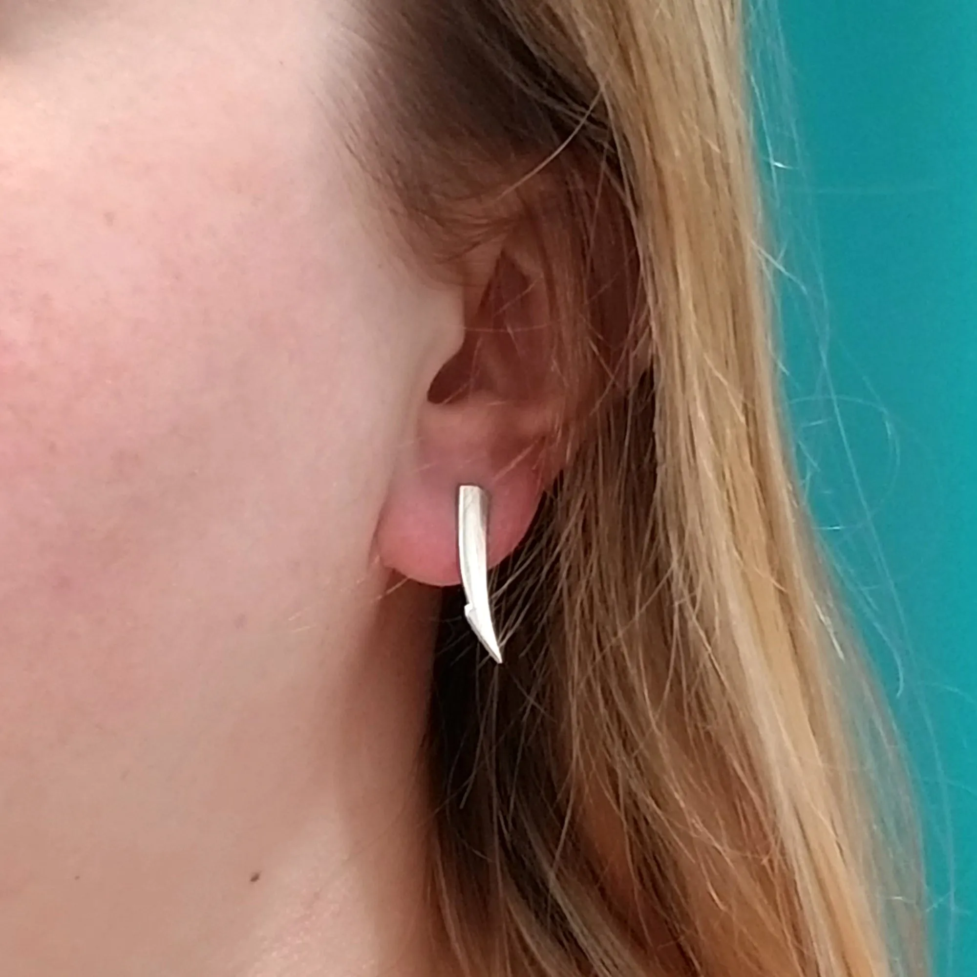 Sterling Silver Cocktail Fork Tine Mini Stud Earrings