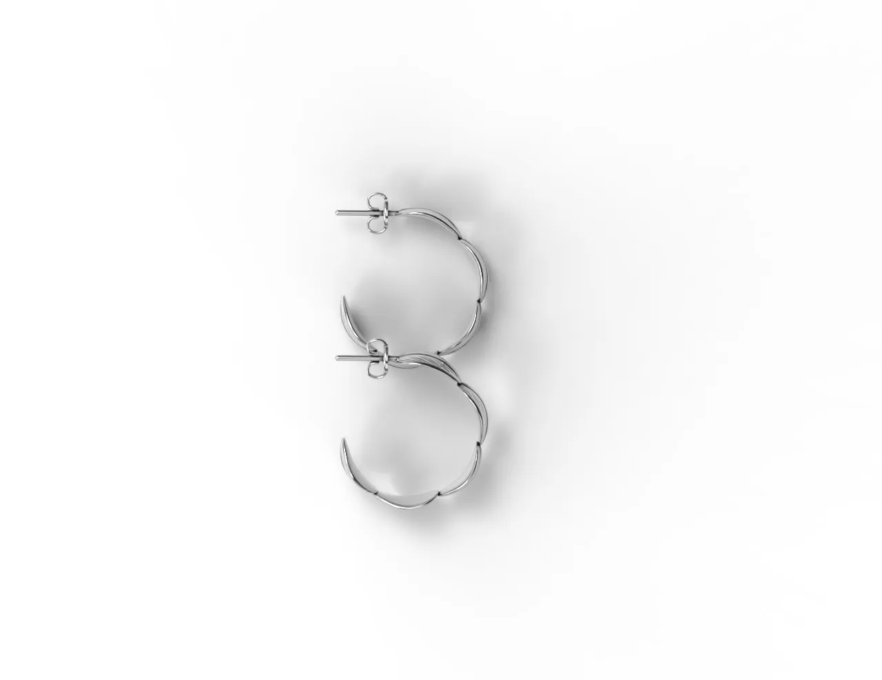 Sterling silver hoop earrings "Leaves"