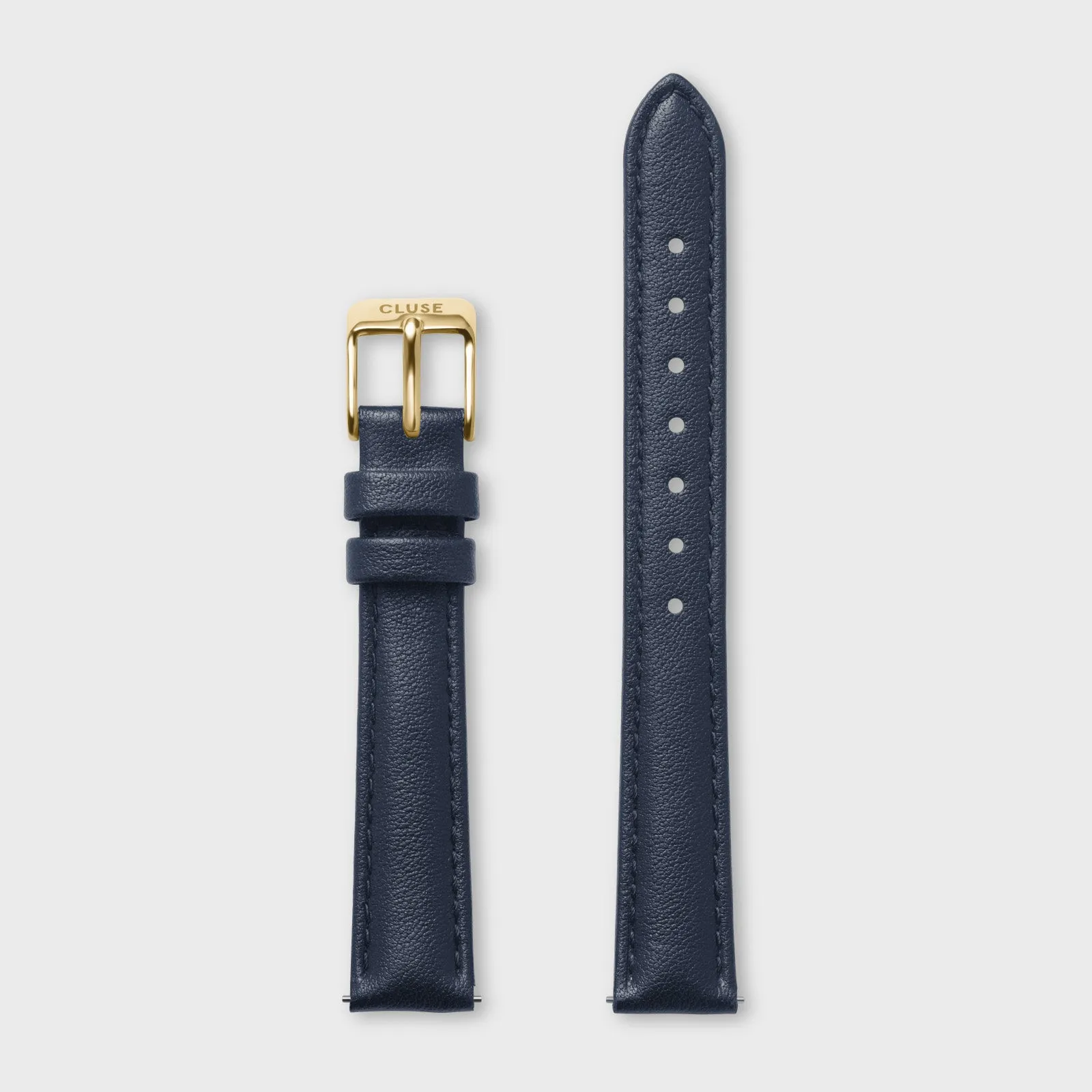 Strap 14 mm Leather Navy Blue, Gold Colour