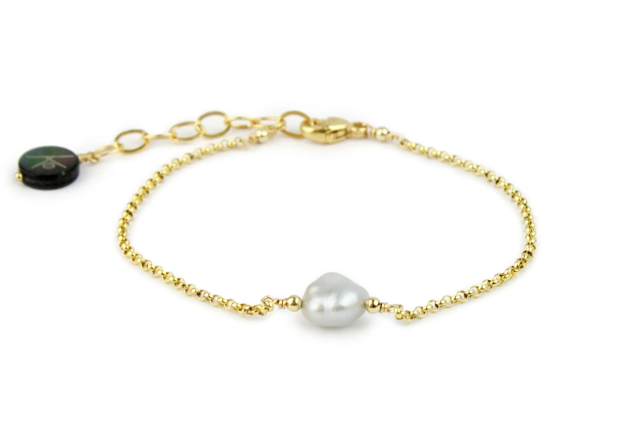 Tahitian Keshi Pearl Chain Bracelet