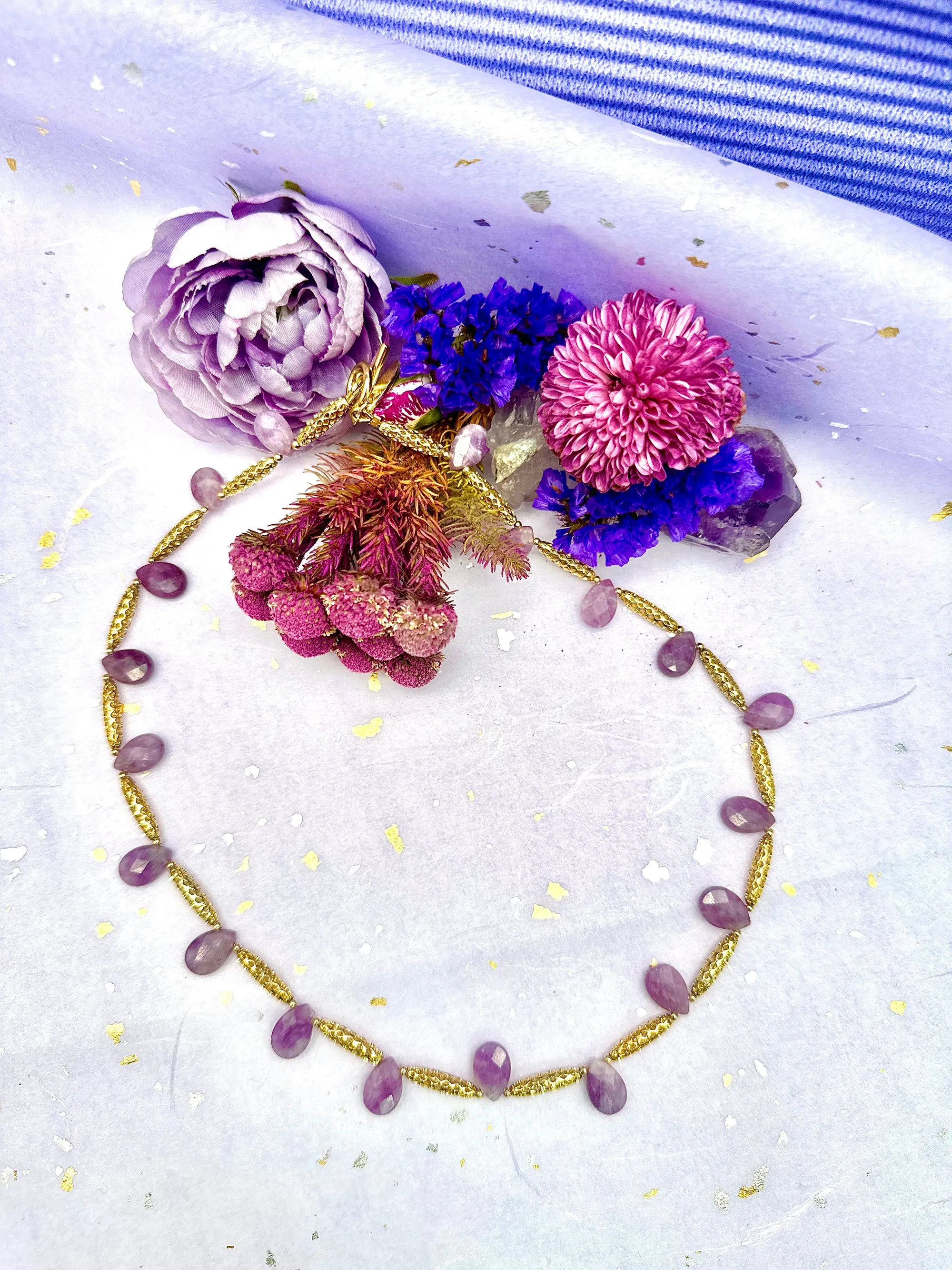 Teardrop Amethyst Collar Necklace LN021