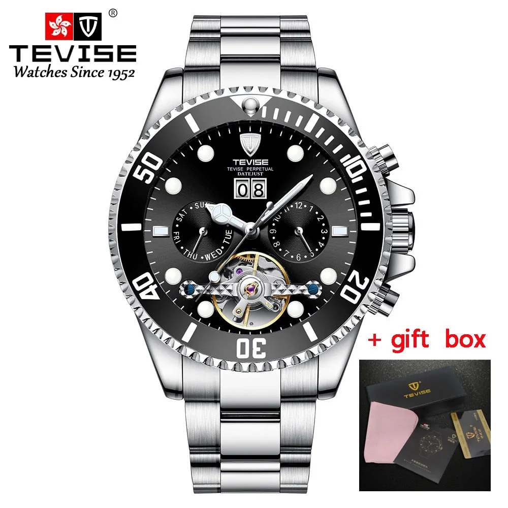 TEVISE Automatic Mechanical Watches Tourbillon Sports Luxury Brand Men's Watches Self Winding Male Wristwatch Relogio Masculino