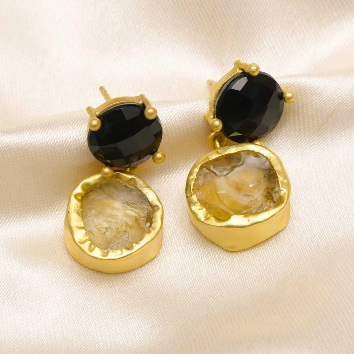 The Charcoal and Fire Gold Earrings