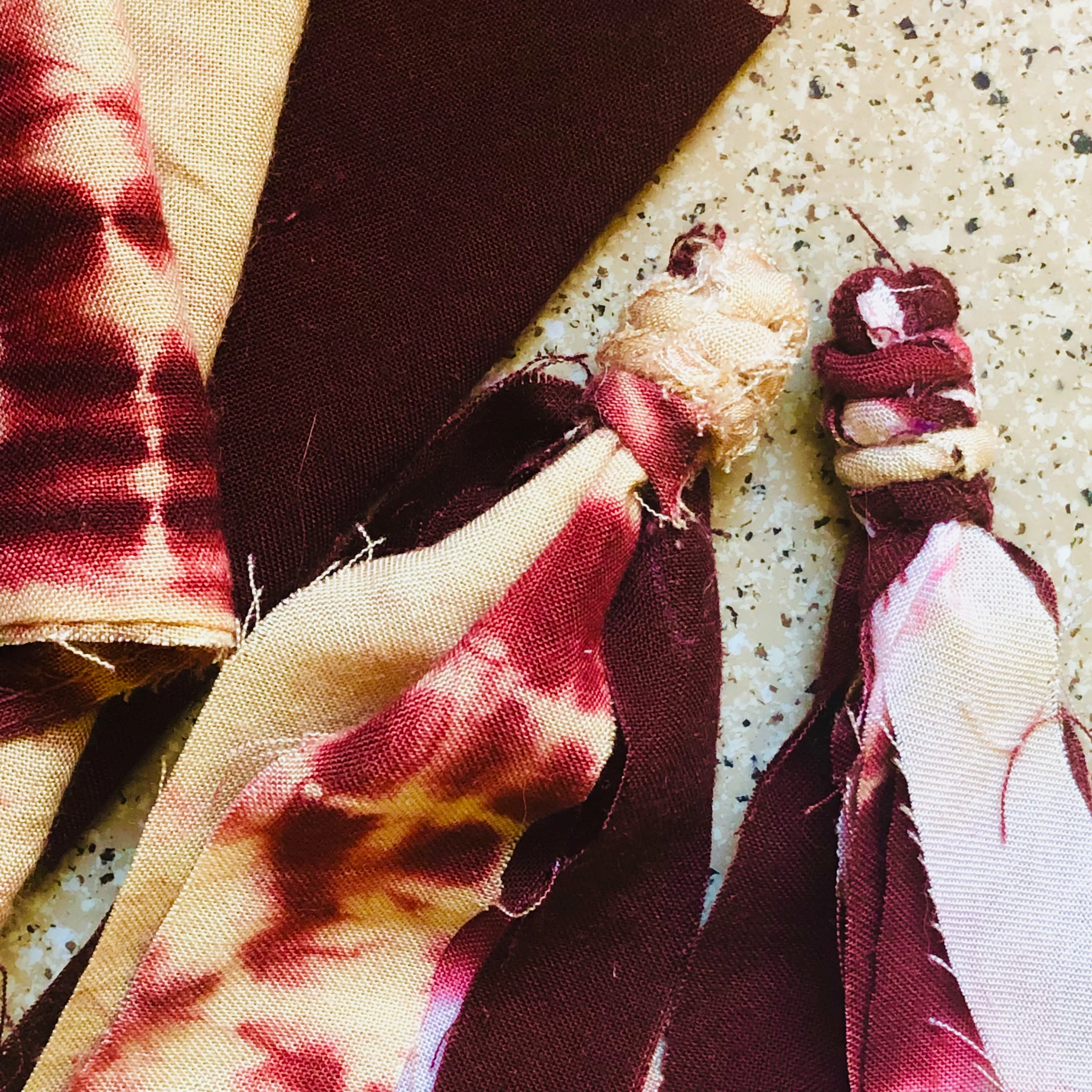 Tie Dye Bohemian Tassel Earrings - Burgundy & Blush