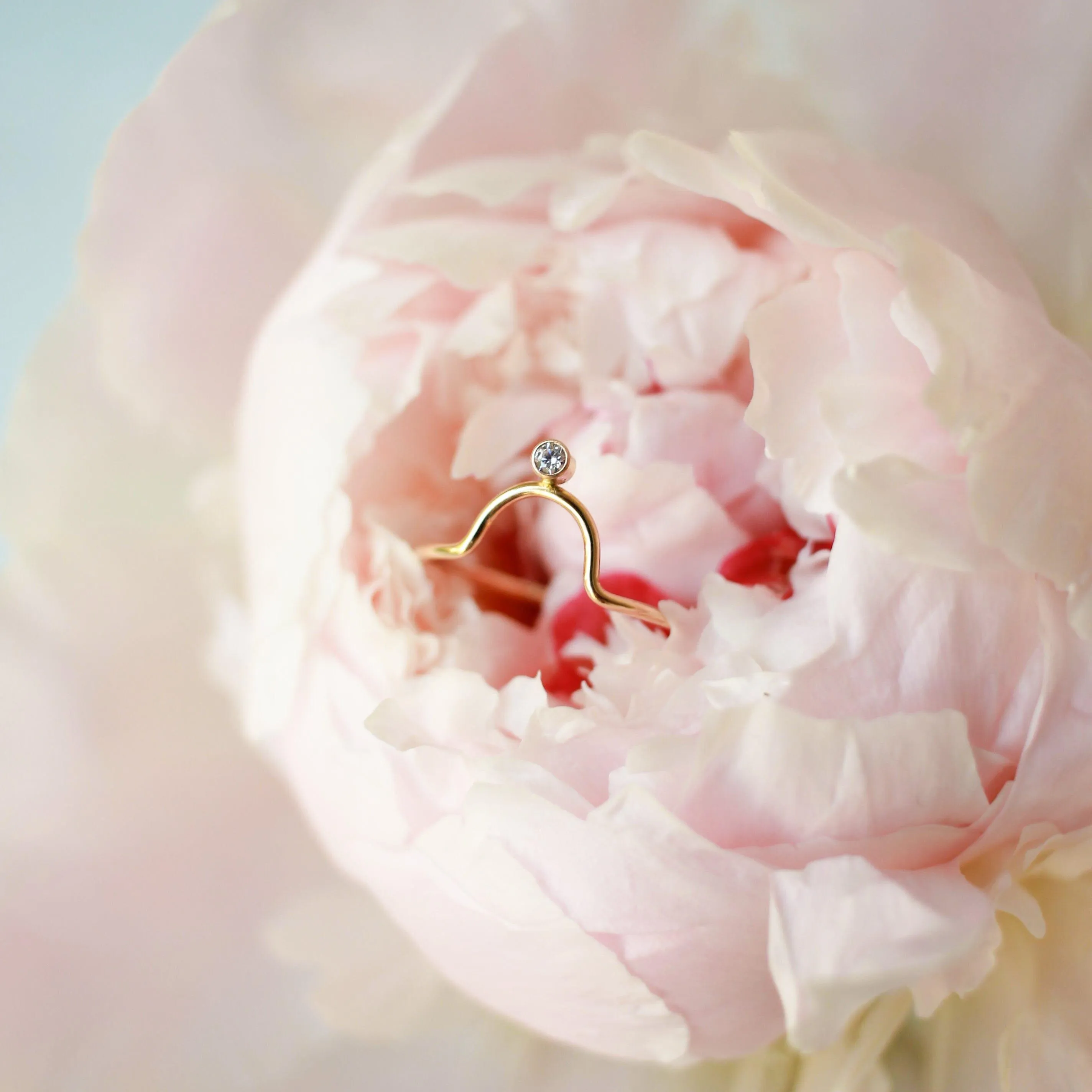 Tiny Gemstone Arch Ring