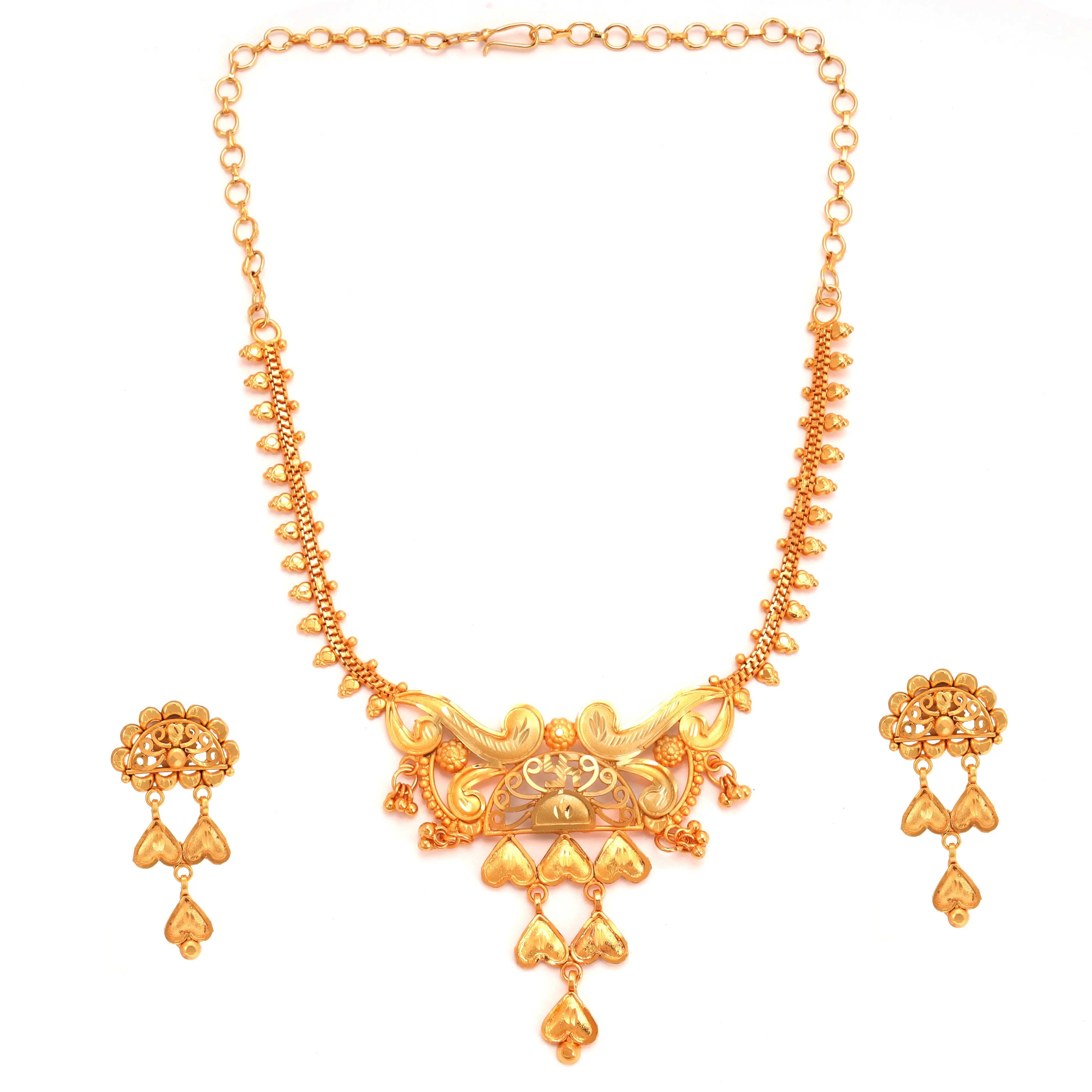 Trijit - Small Necklace Set With Jhalor