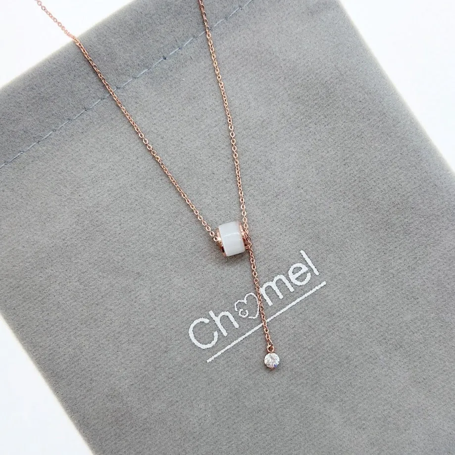 Tunnel Simulated Moonstone Necklace