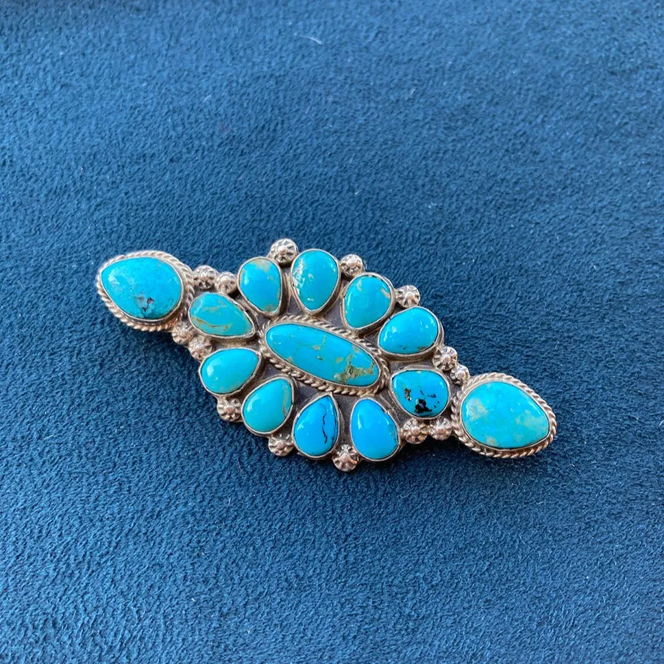 Turquoise & Sterling Silver Brooch