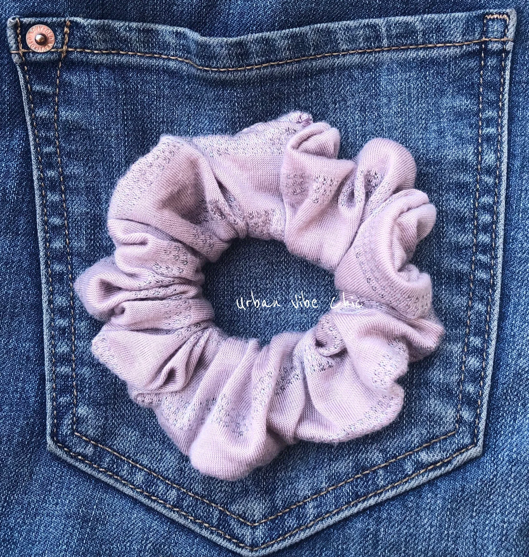 Unique Hair Scrunchies Set  - Burgundy Blush