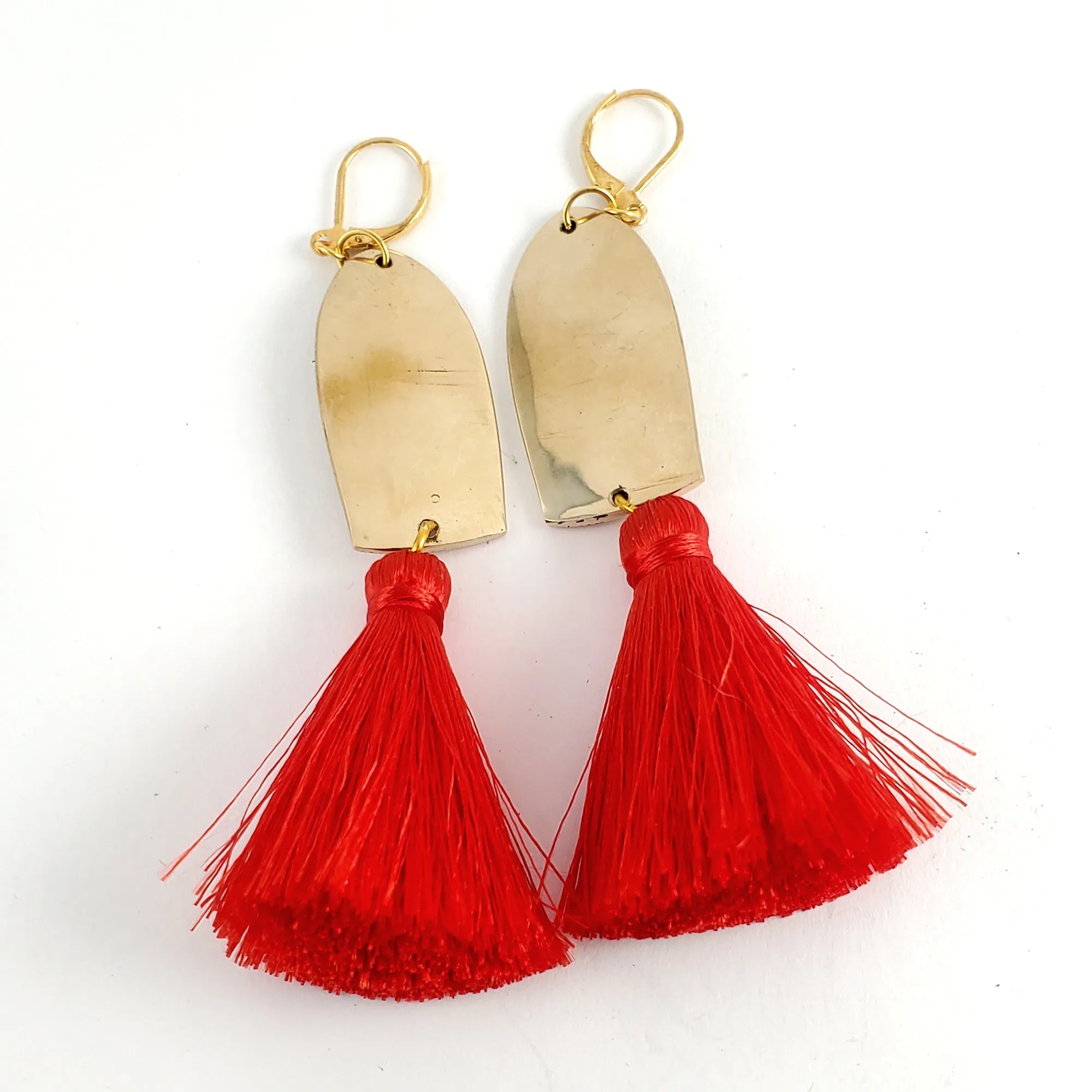 Vintage Siam Brass Tassel Spoon Earrings