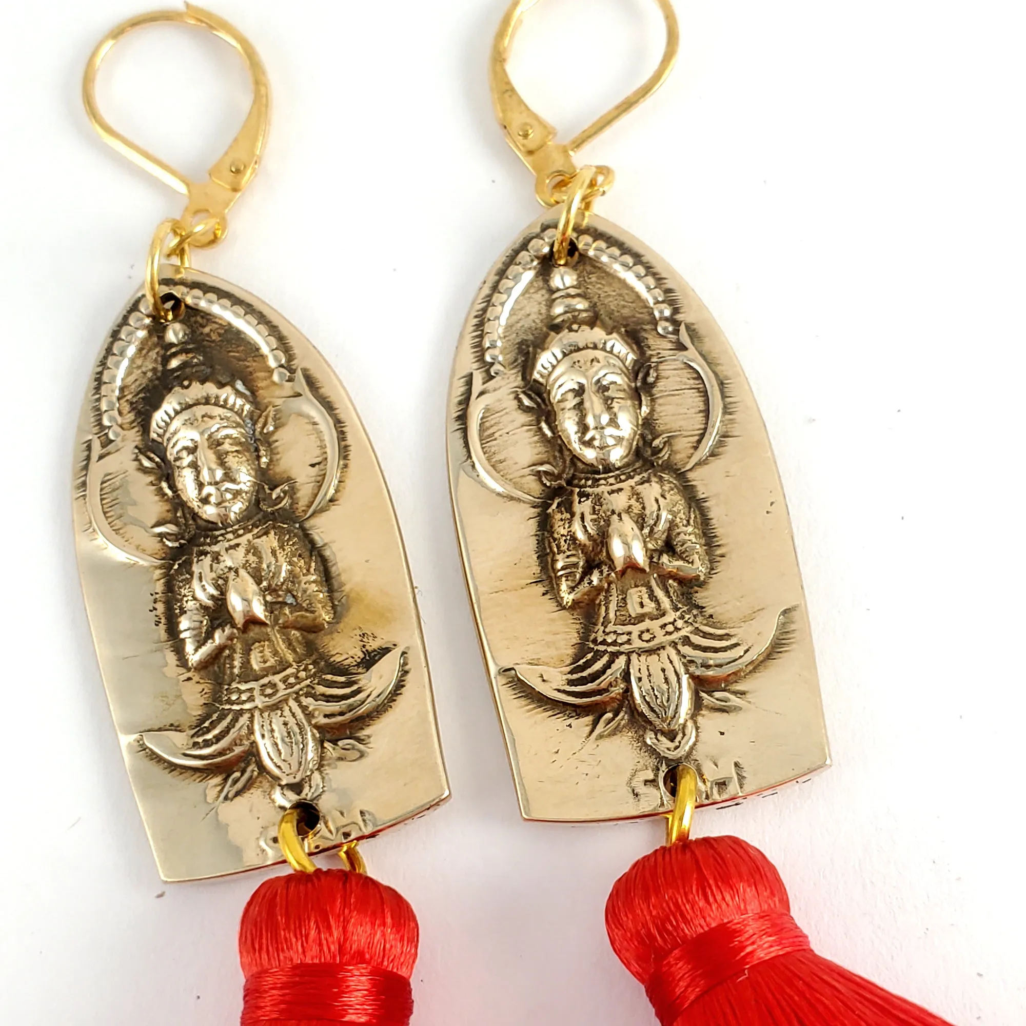 Vintage Siam Brass Tassel Spoon Earrings