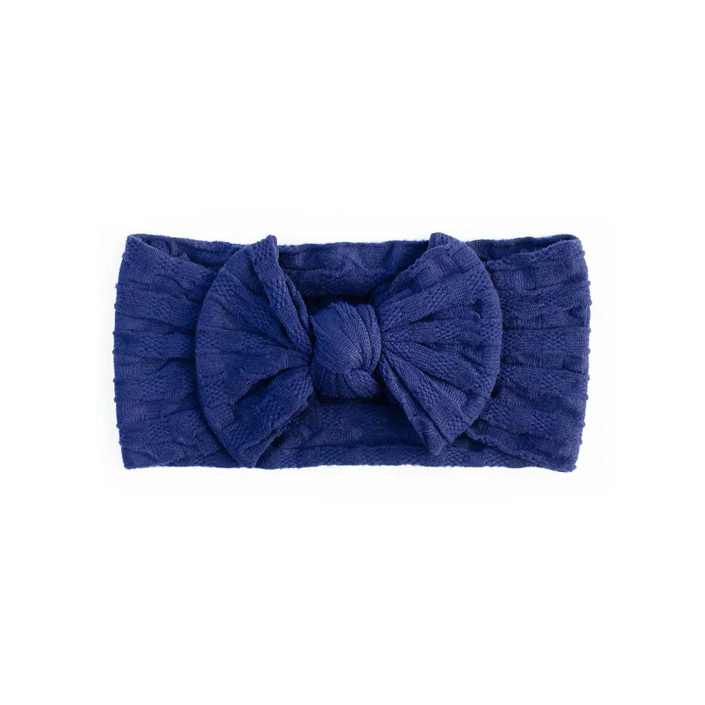 Waffle Bow Headband - Navy