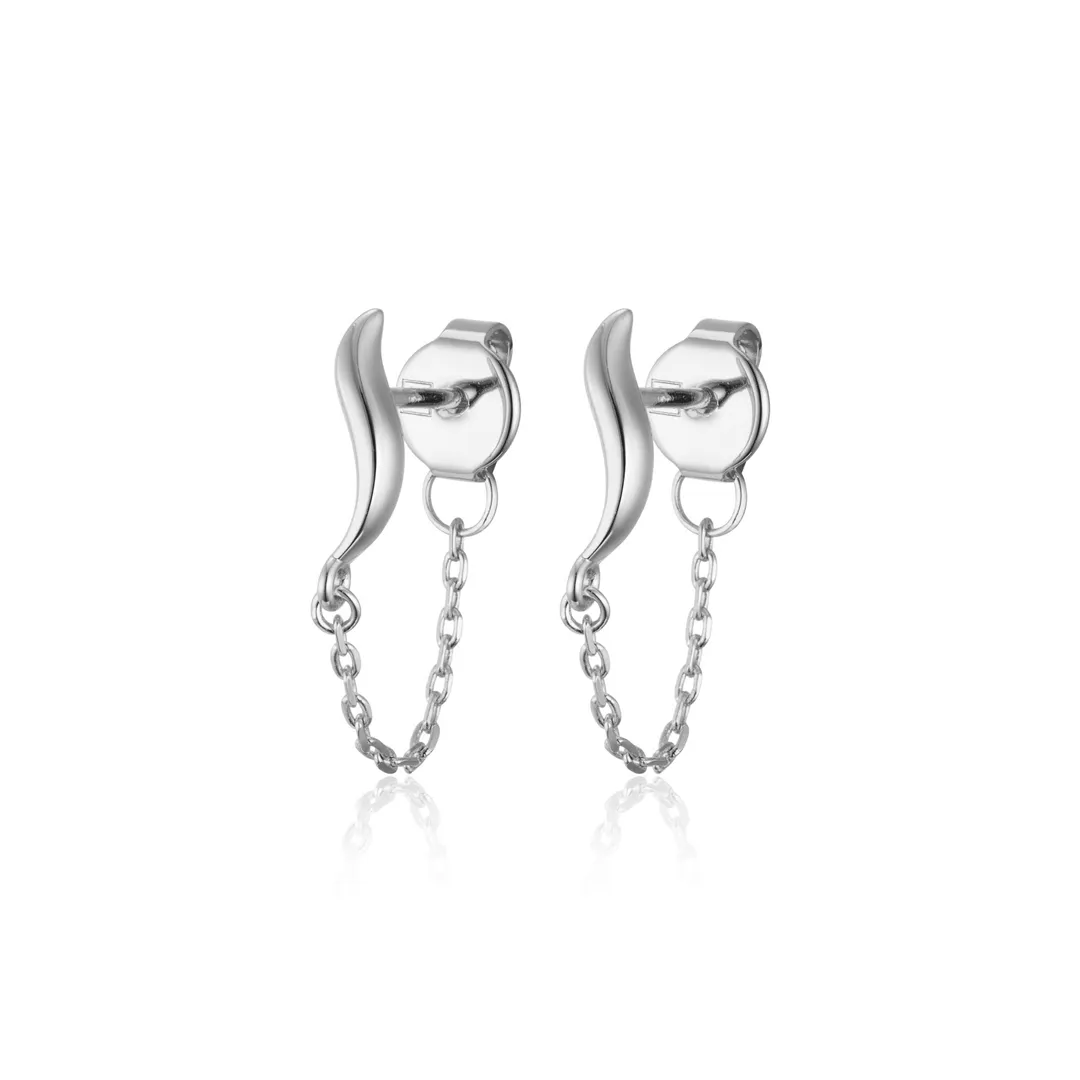 Wave Chain Stud Earrings