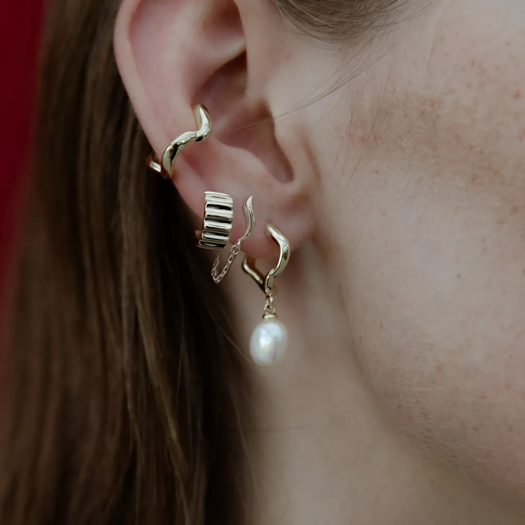 Wave Chain Stud Earrings