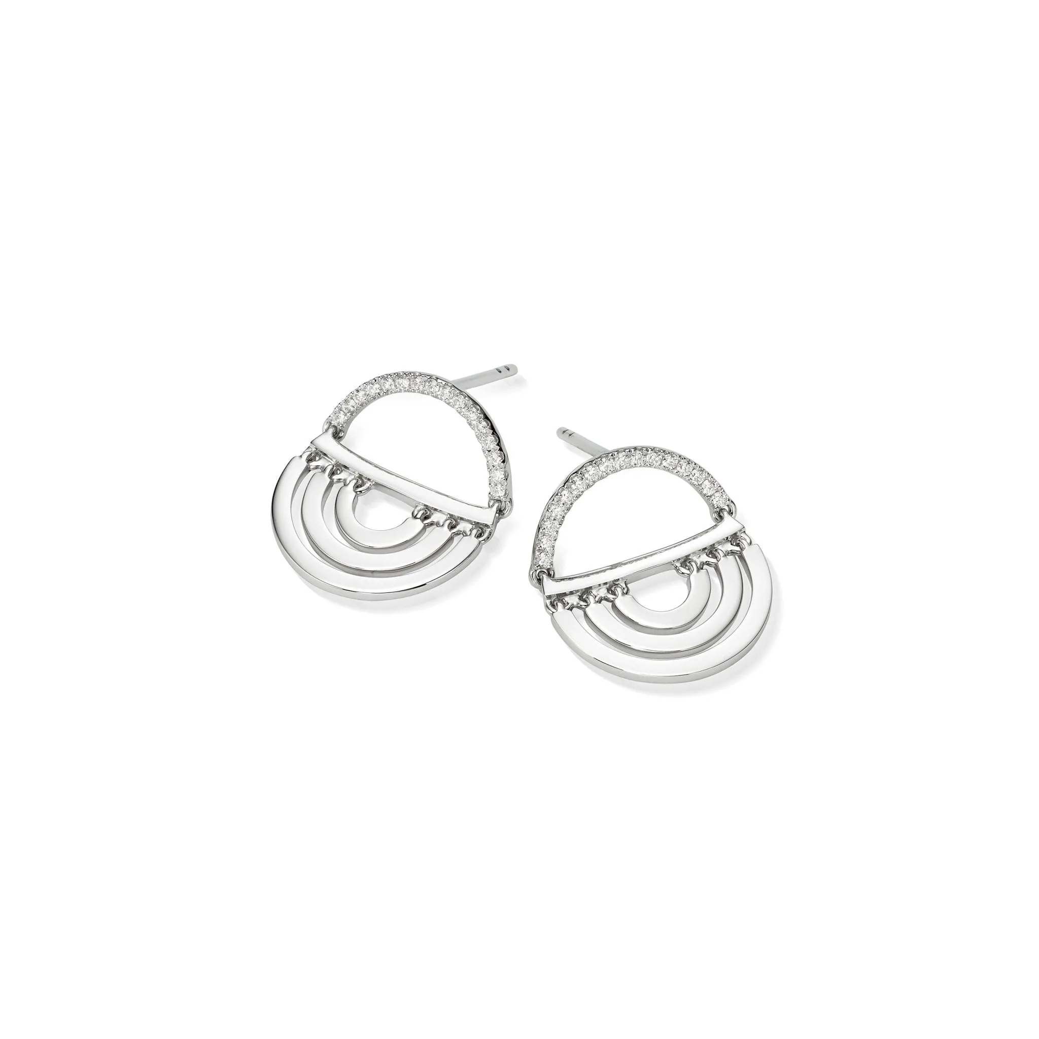 White Gold Water Twin Drop Earrings with White Diamonds