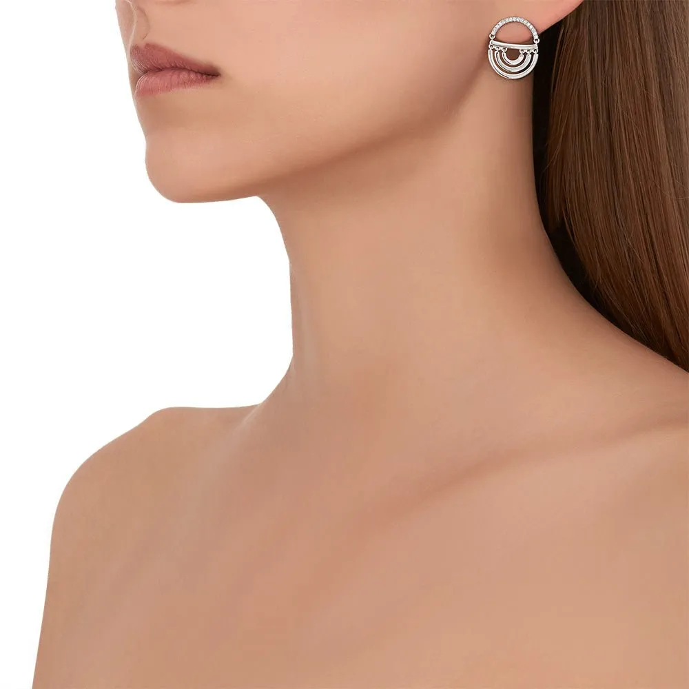 White Gold Water Twin Drop Earrings with White Diamonds