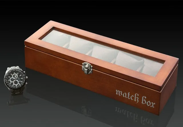 Wood Watch Display Box (5 slots   lockable)