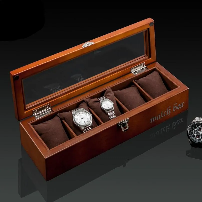 Wood Watch Display Box (5 slots   lockable)