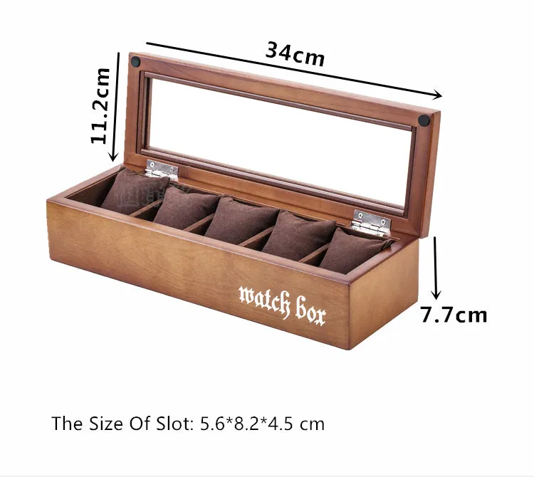 Wood Watch Display Box (5 slots   lockable)