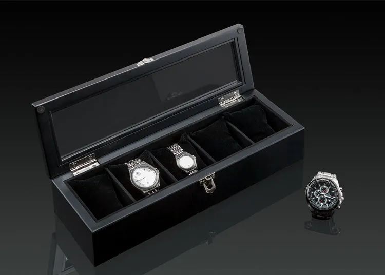 Wood Watch Display Box (5 slots   lockable)