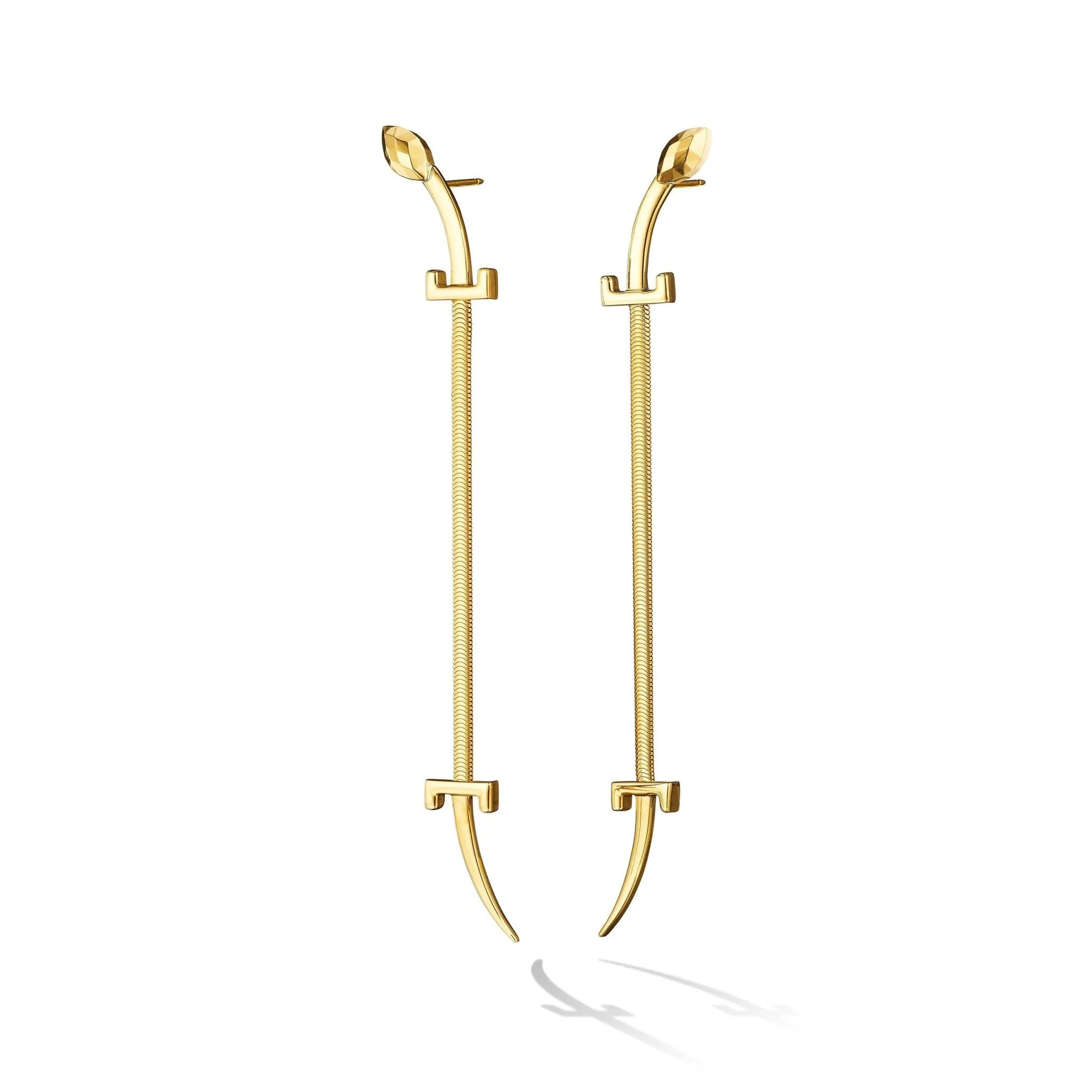 Yellow Gold Origin Drop Earrings with Facets