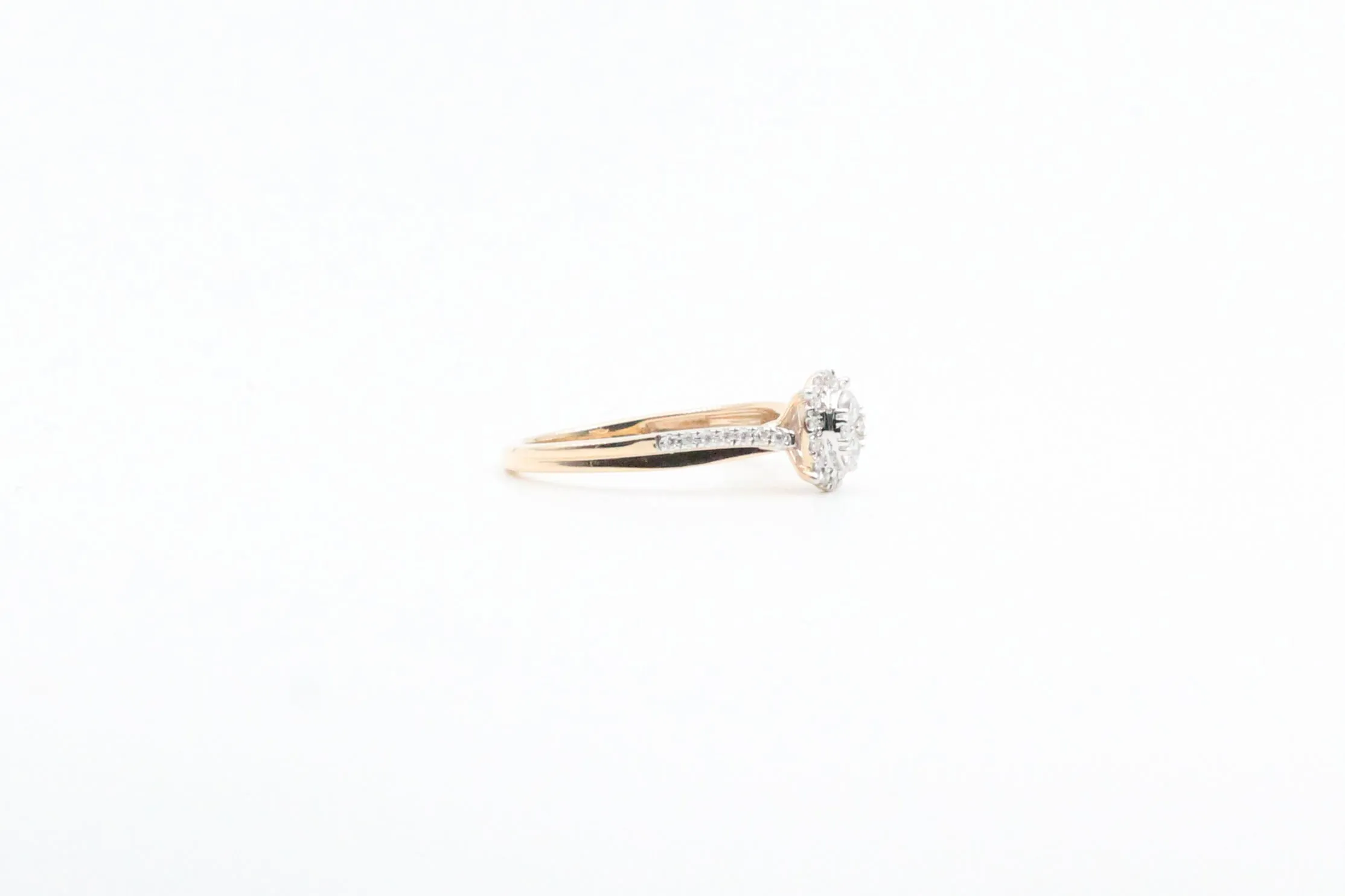 Yellow Gold Oval Cluster with Halo Promise Ring